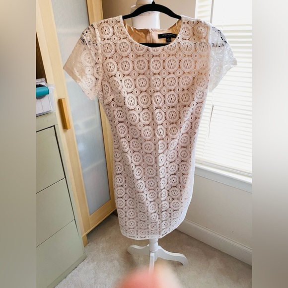 Sharagano Elegant Cream Lace Dress - Picture 1 of 8